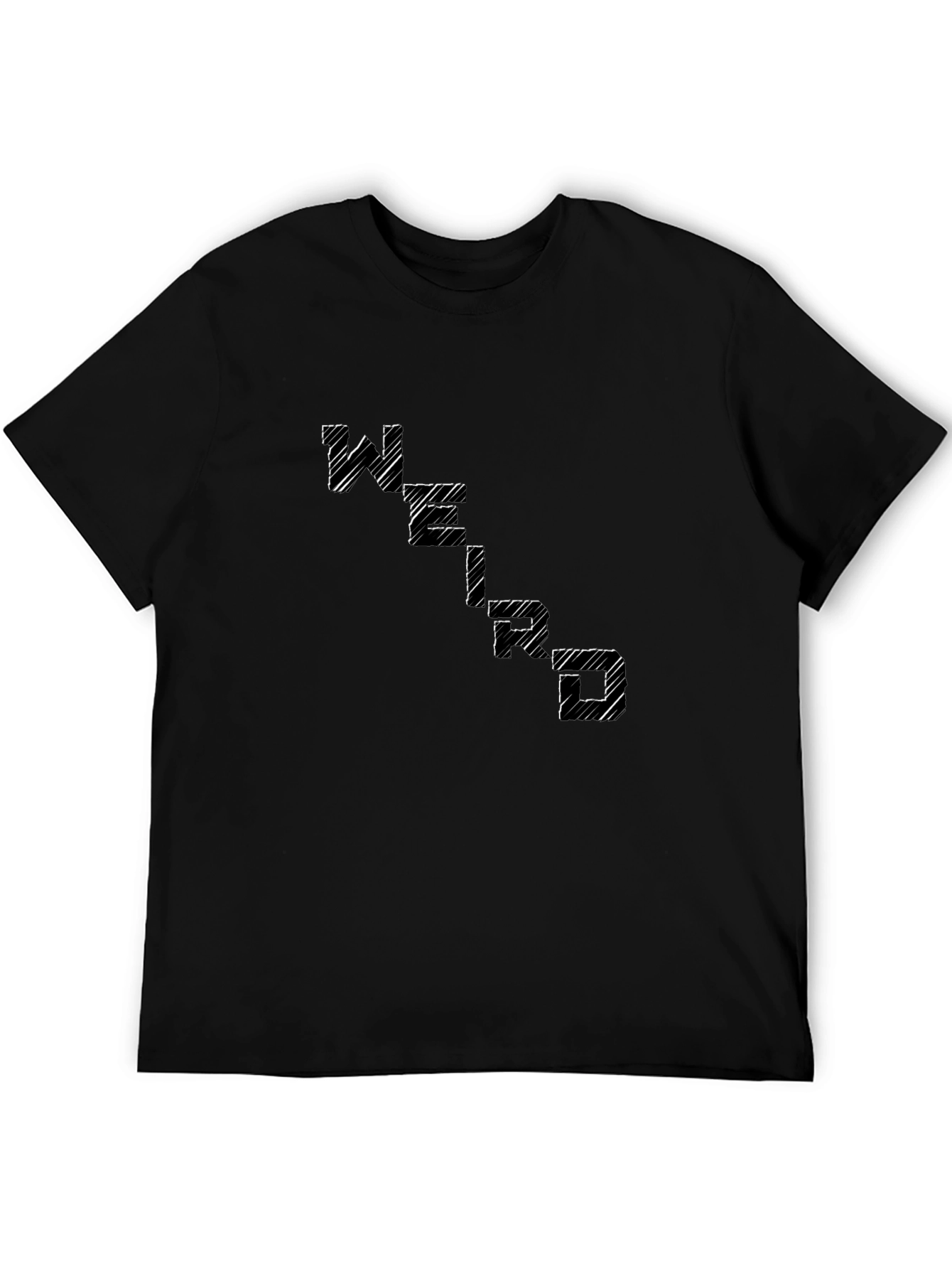 Abstract Scribble Letter Print Black T-Shirt