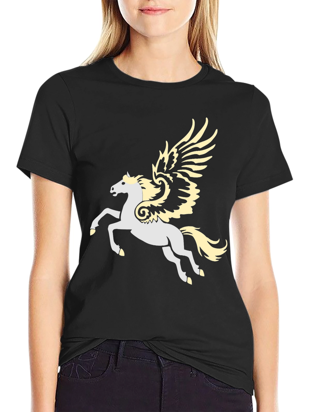 Pegasus Graphic T-Shirt - Black Cotton Blend