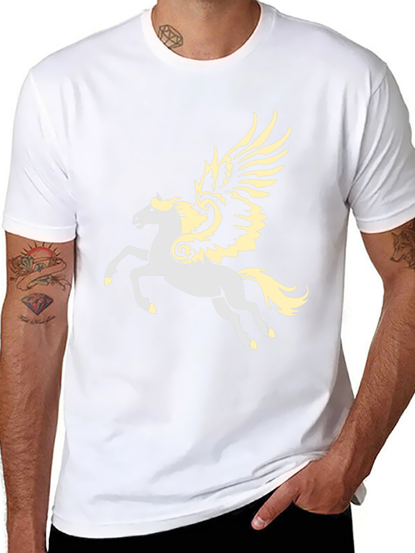 Pegasus Graphic T-Shirt - Black Cotton Blend