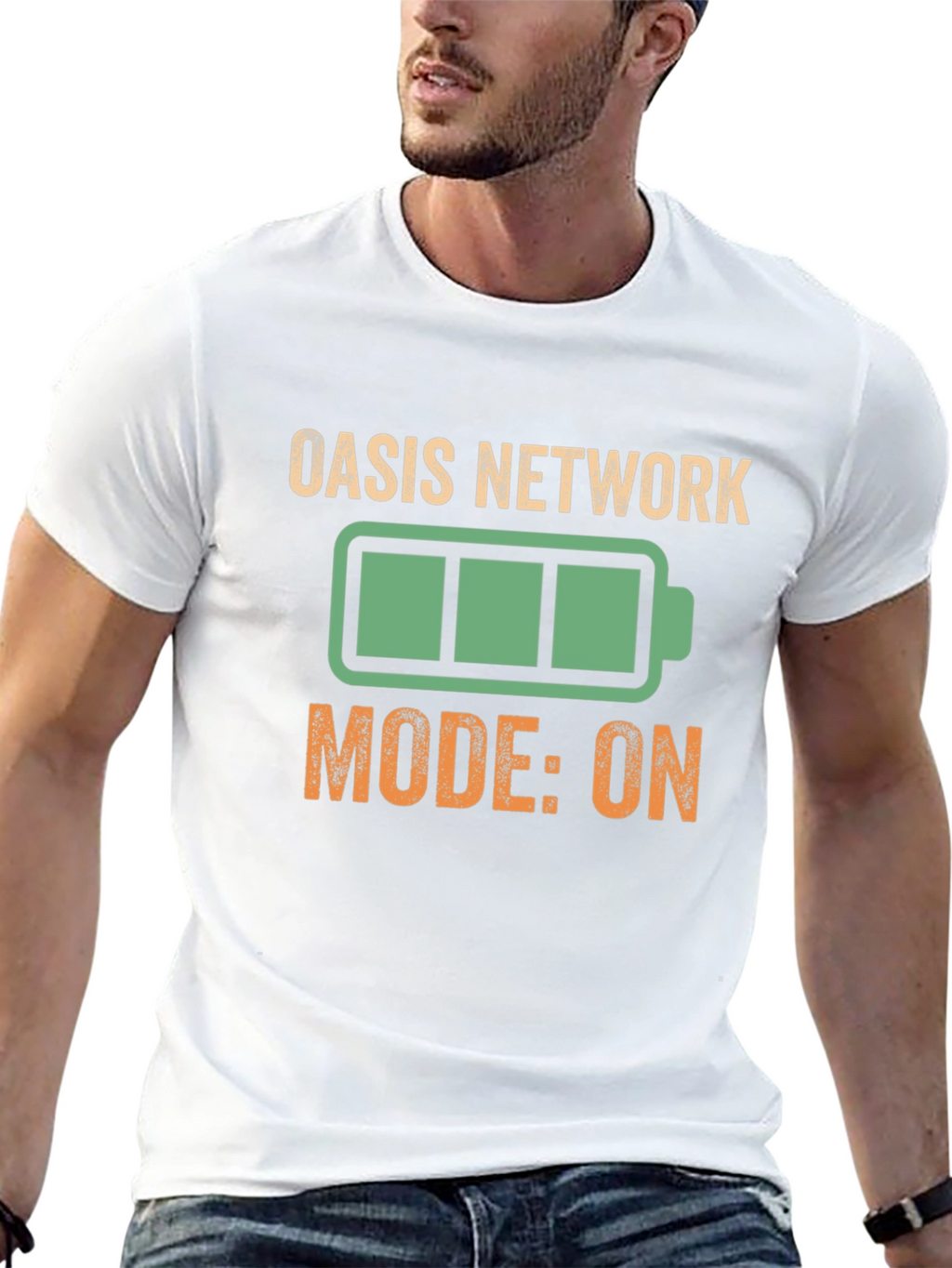 Oasis Network Mode On Black Graphic Tee