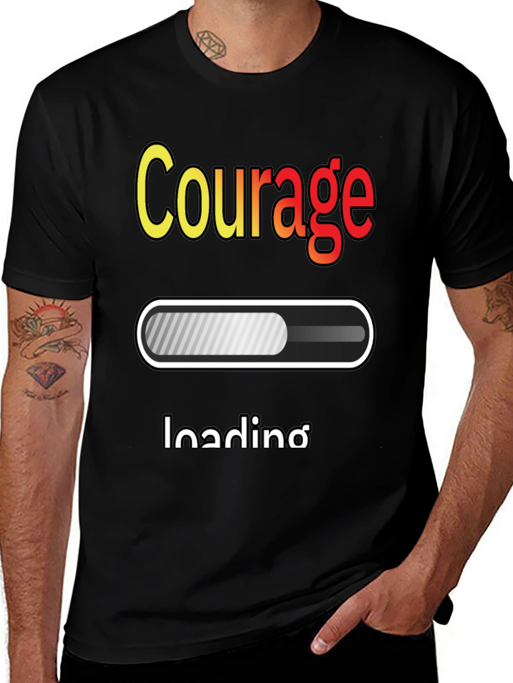 Courage Loading Graphic T-Shirt - Black
