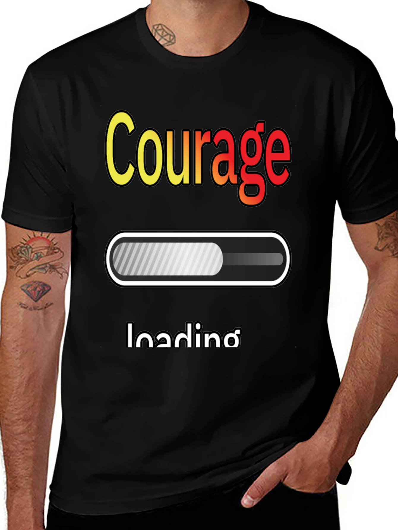 Courage Loading Graphic T-Shirt - Black