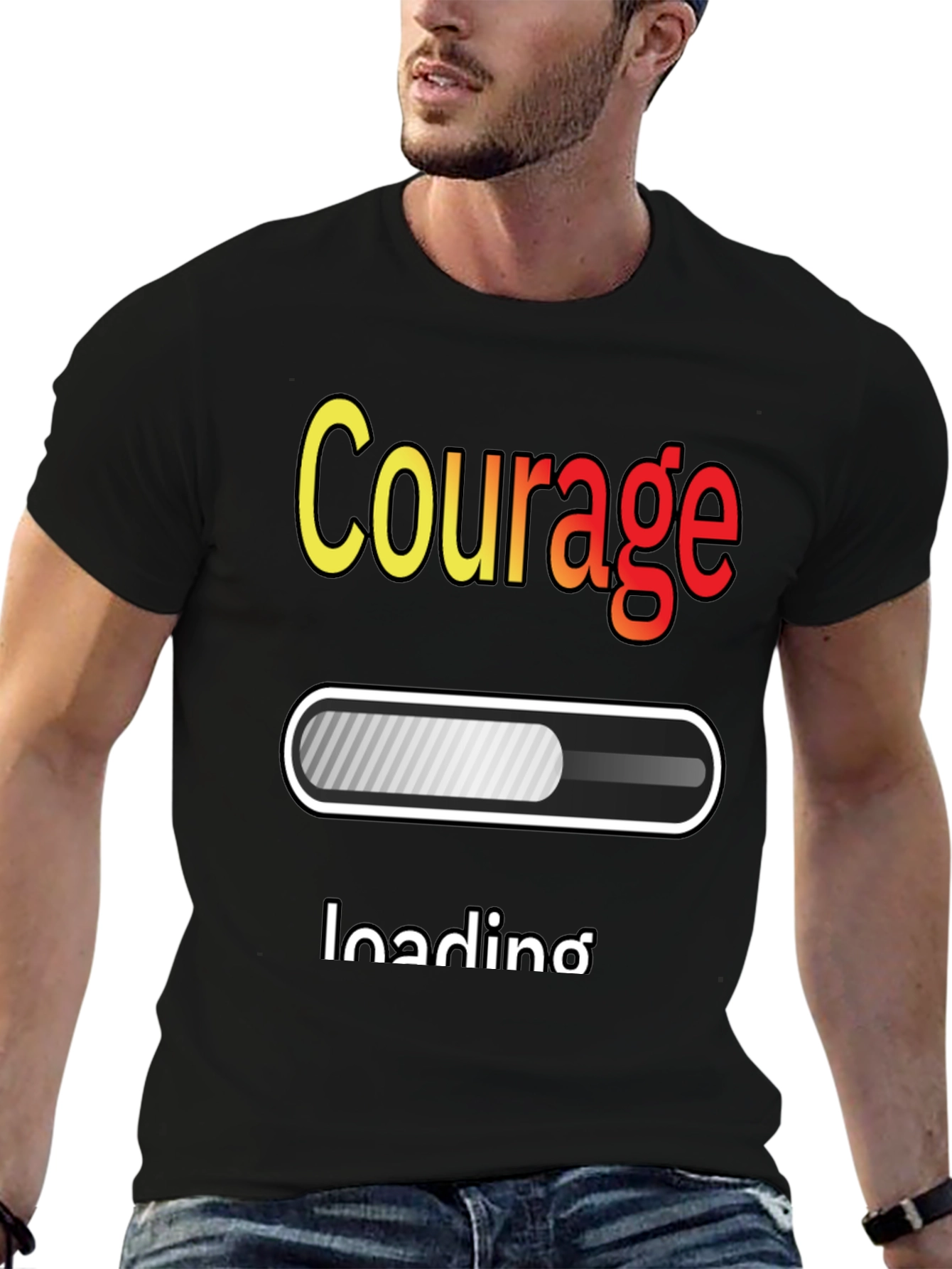 Courage Loading Graphic T-Shirt - Black
