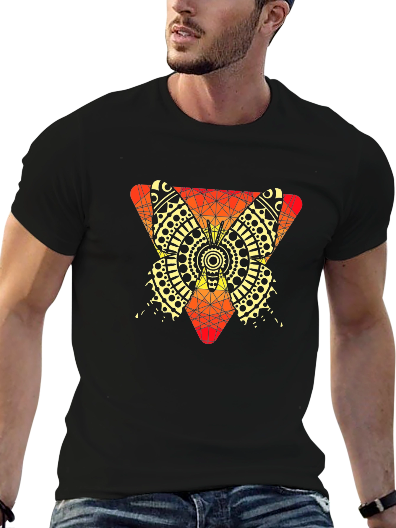 Geometric Butterfly Graphic Tee - Unique Mens T-Shirt