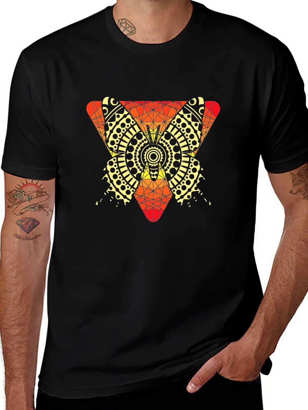 Geometric Butterfly Graphic Tee - Unique Mens T-Shirt