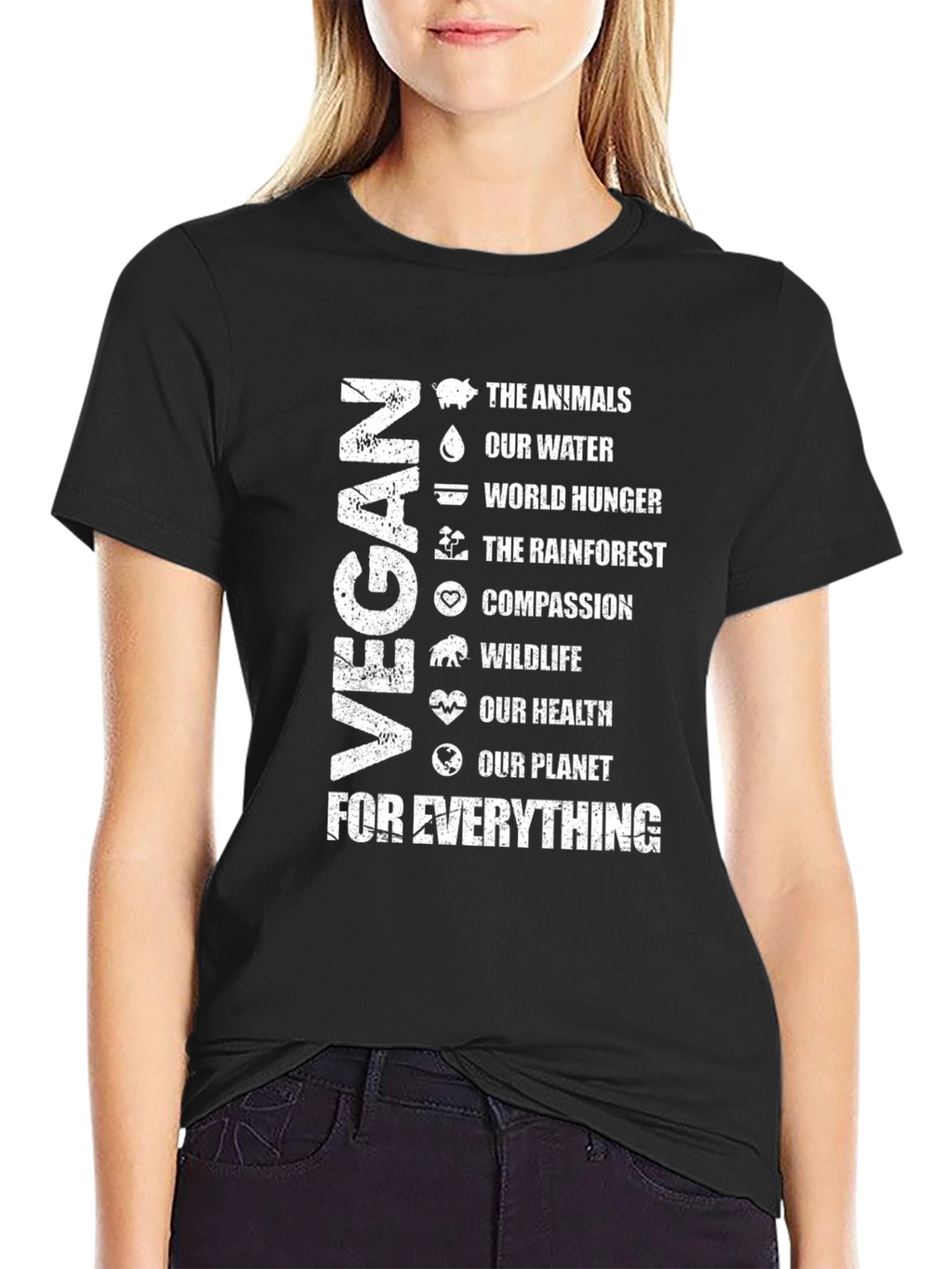 Vegan Graphic T-Shirt - Animals Water Hunger Planet