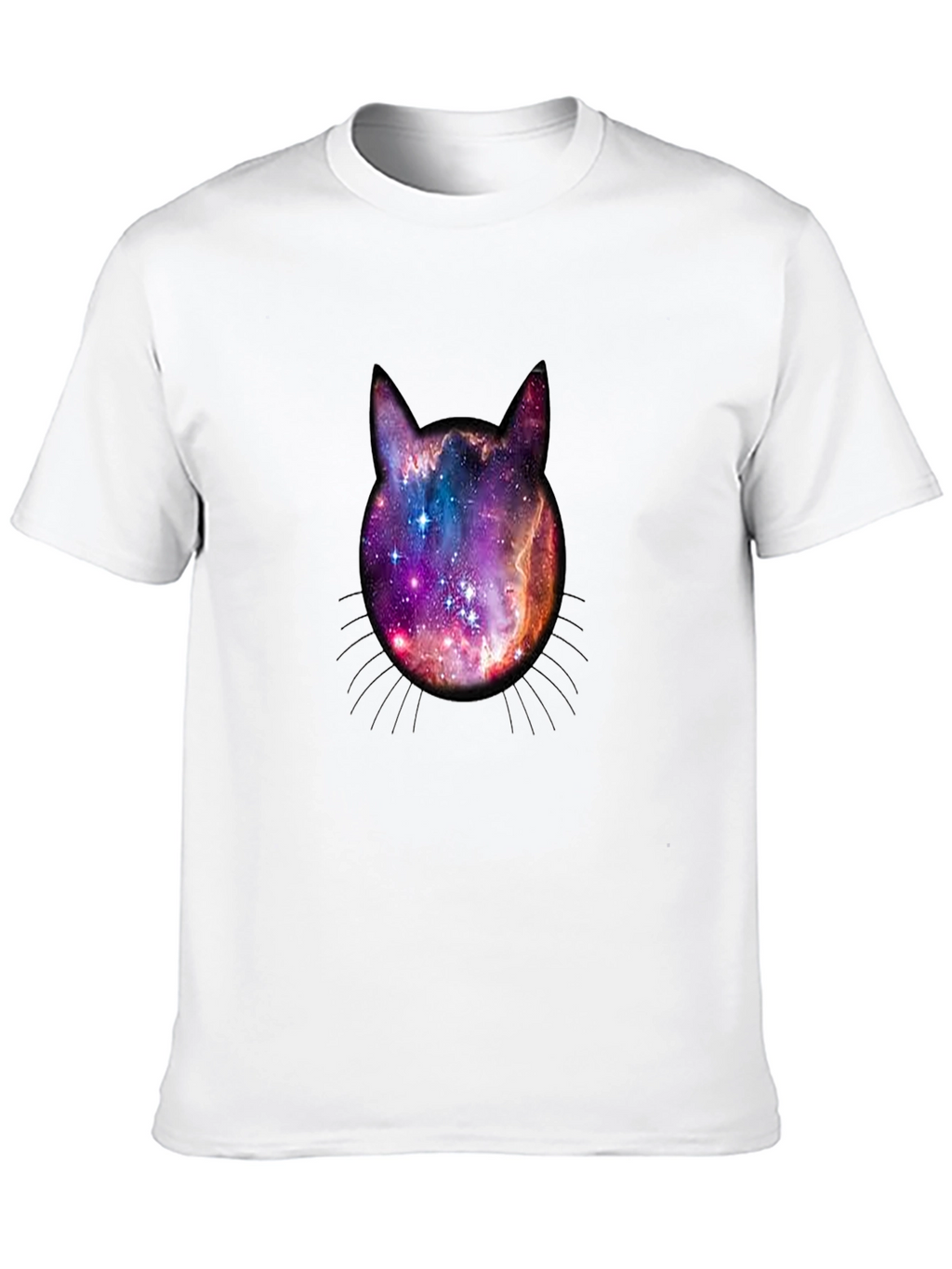 Galaxy Cat Head Graphic Tee - Black