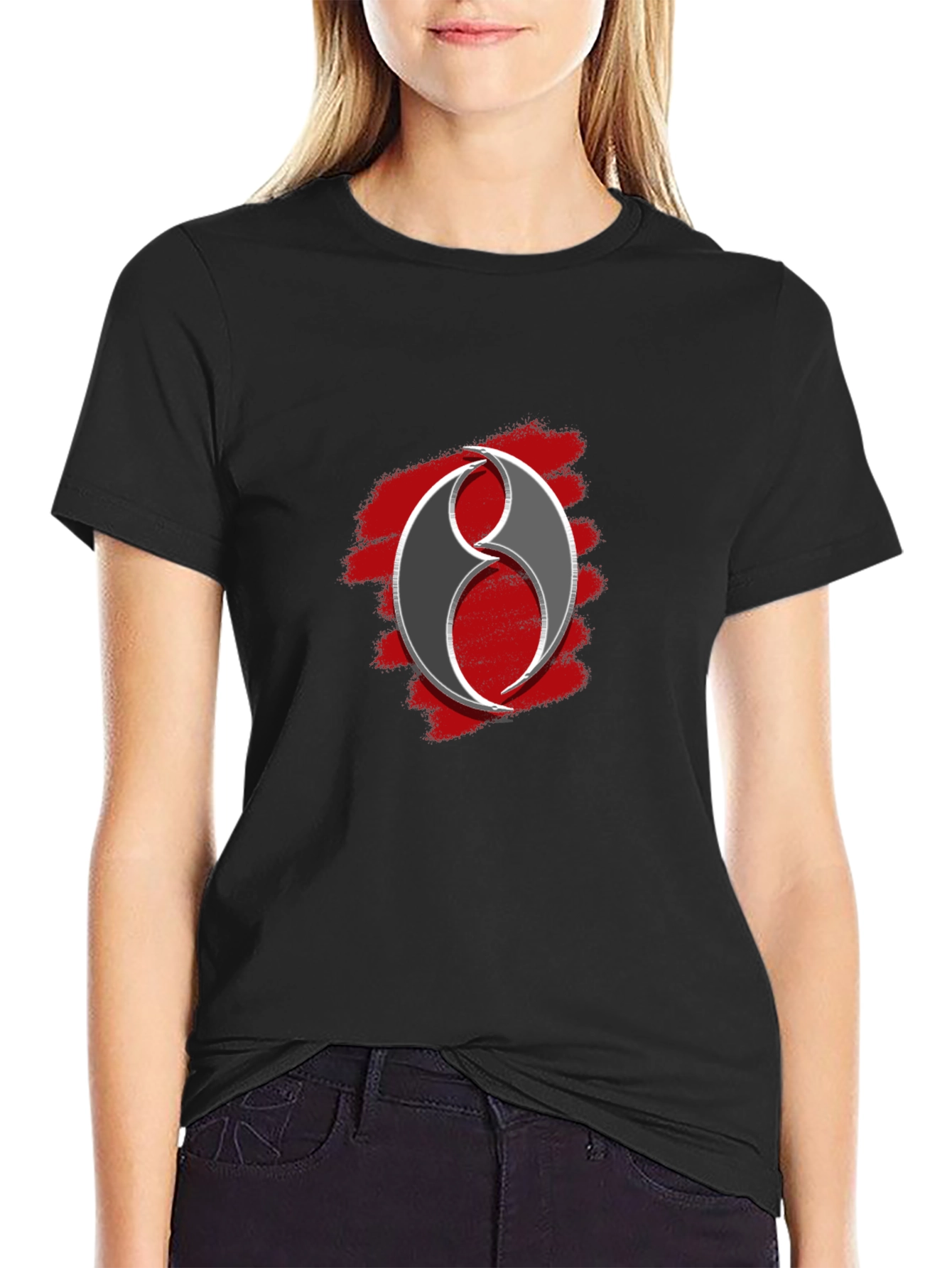 Abstract Symbol Graphic Tee - Black Casual T-Shirt