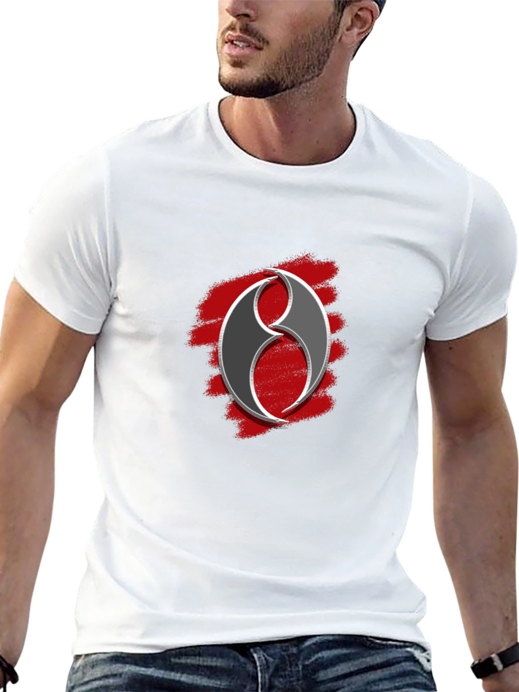 Abstract Symbol Graphic Tee - Black Casual T-Shirt
