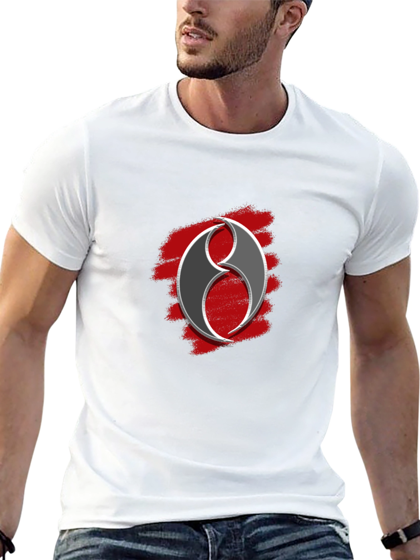 Abstract Symbol Graphic Tee - Black Casual T-Shirt