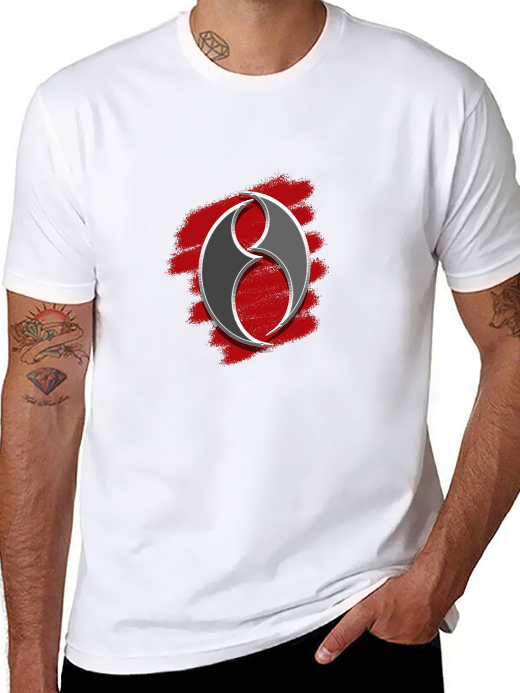 Abstract Symbol Graphic Tee - Black Casual T-Shirt