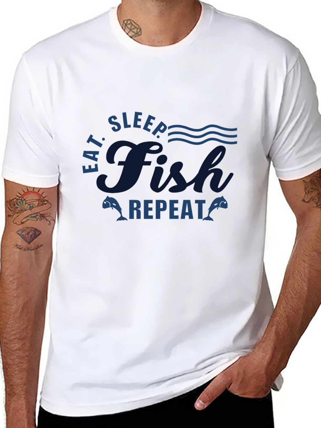 Eat Sleep Fish Repeat Graphic T-Shirt