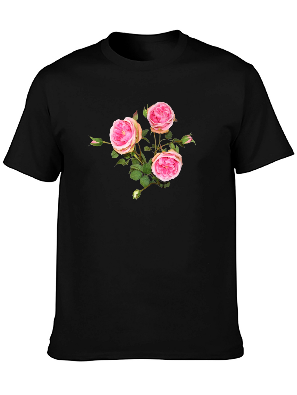 Elegant Roses Black T-Shirt