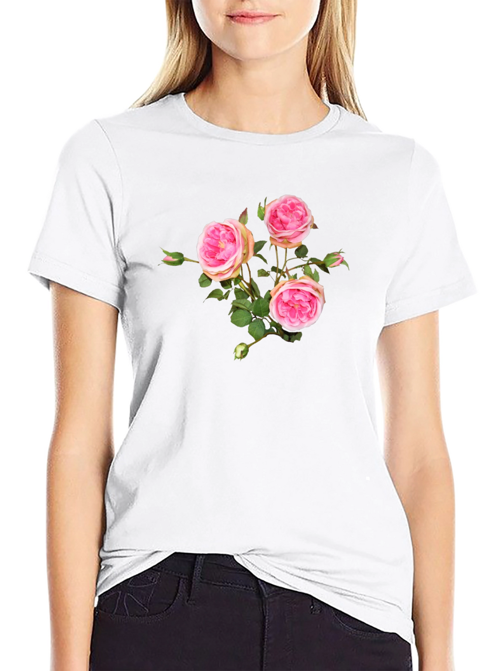 Elegant Roses Black T-Shirt