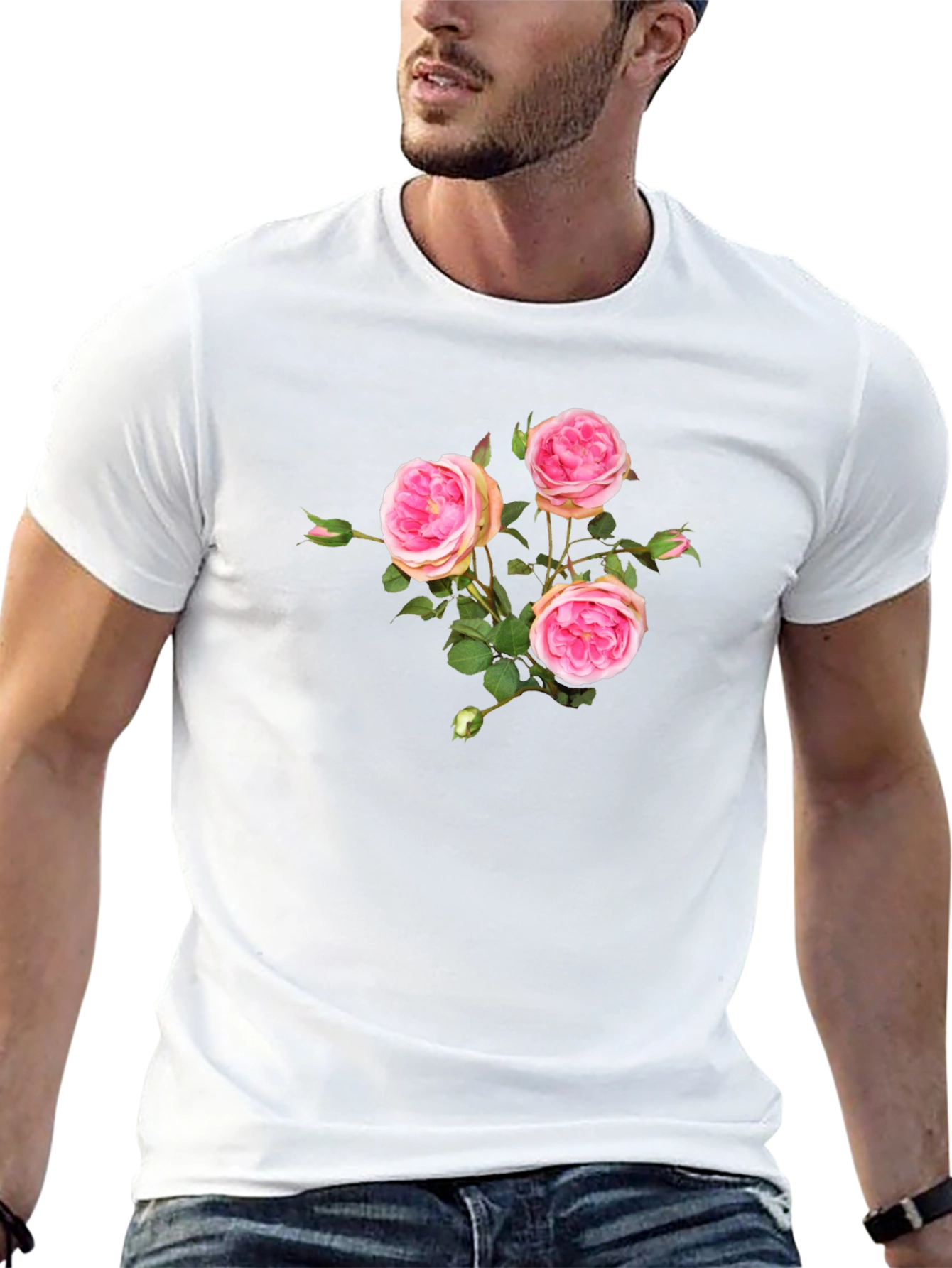 Elegant Roses Black T-Shirt