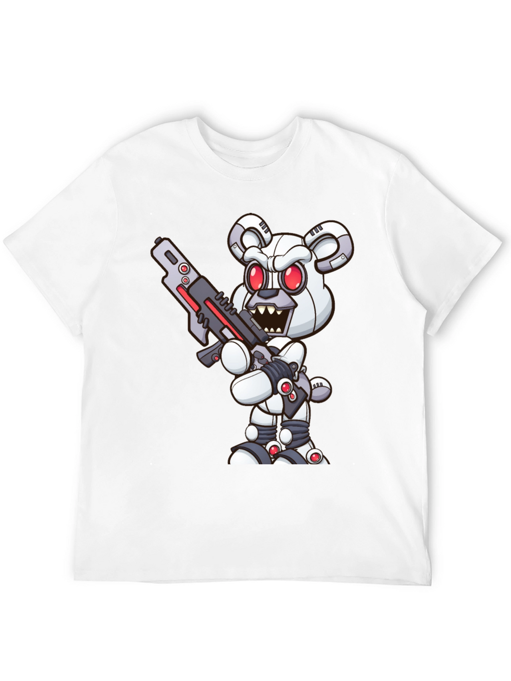 Robot Bear Graphic Tee - Cool Black T-Shirt