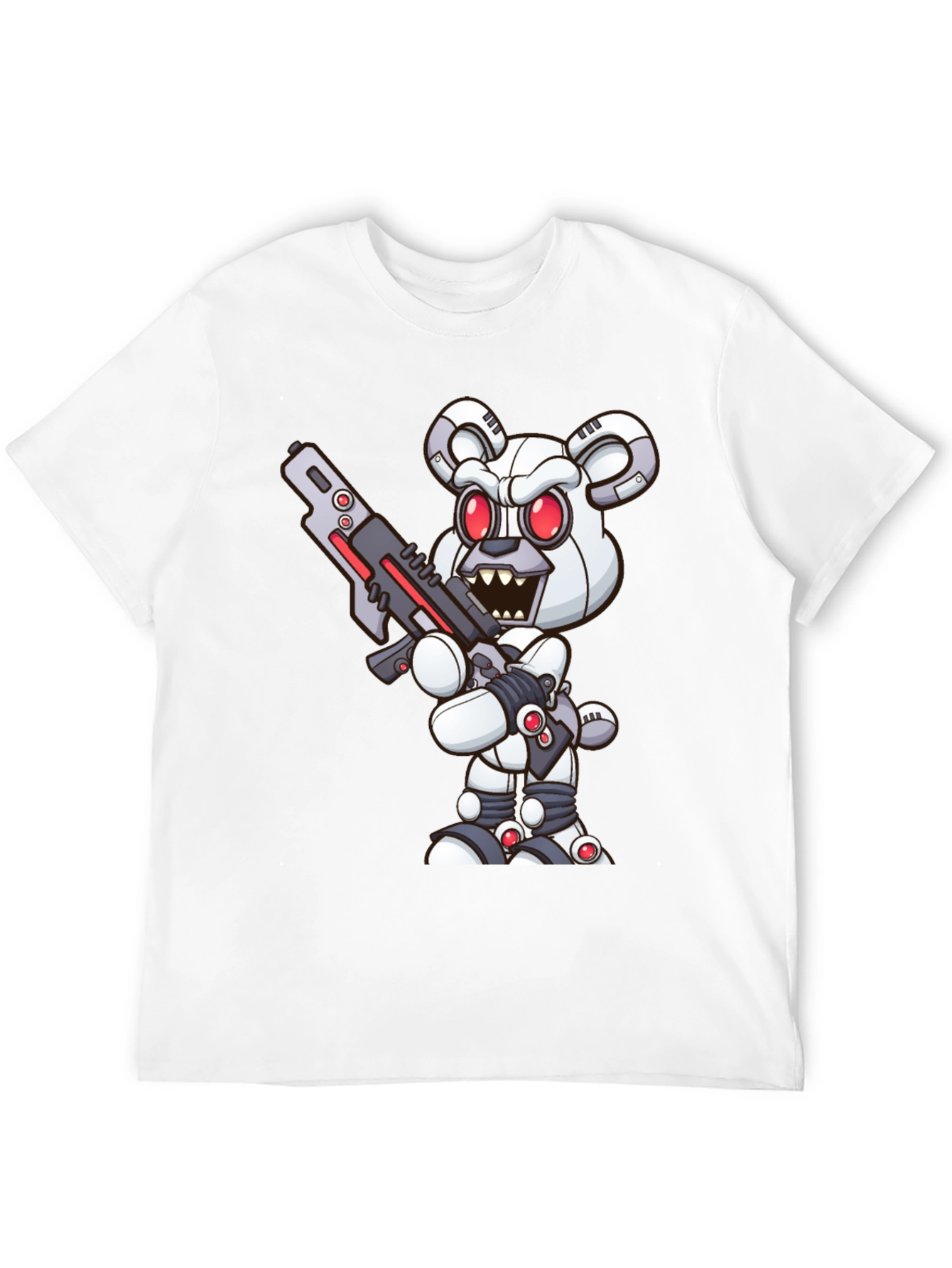 Robot Bear Graphic Tee - Cool Black T-Shirt