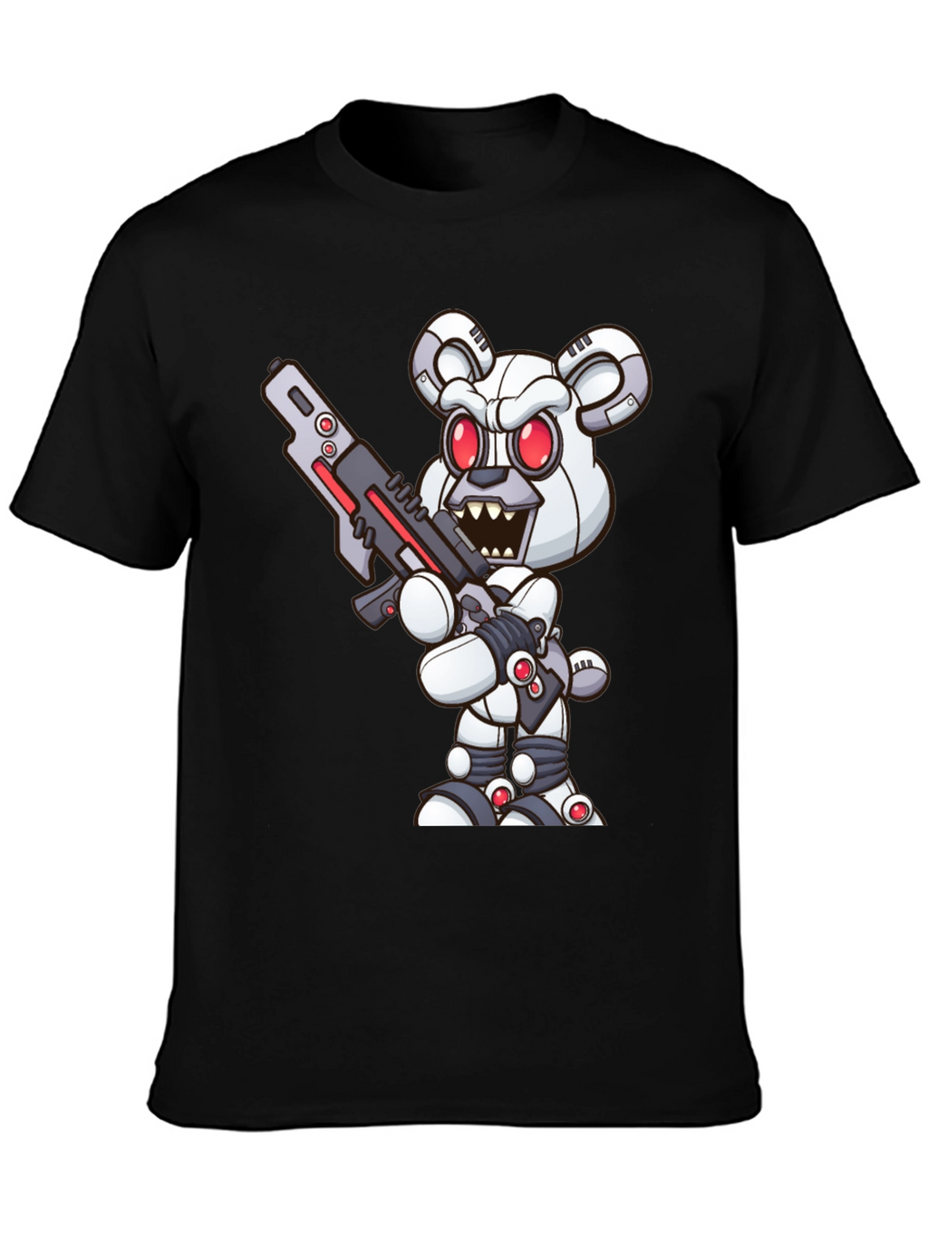 Robot Bear Graphic Tee - Cool Black T-Shirt