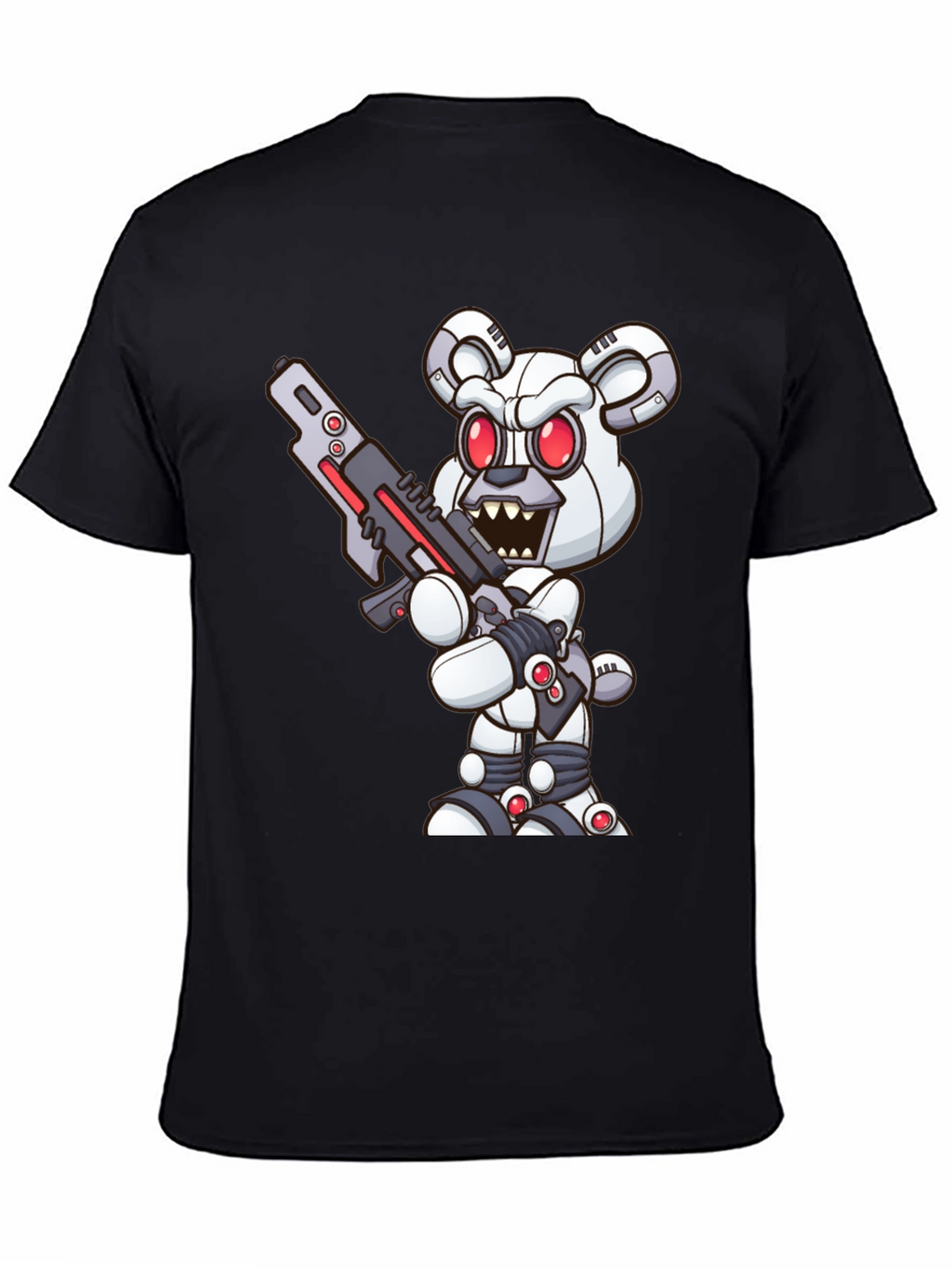 Robot Bear Graphic Tee - Cool Black T-Shirt