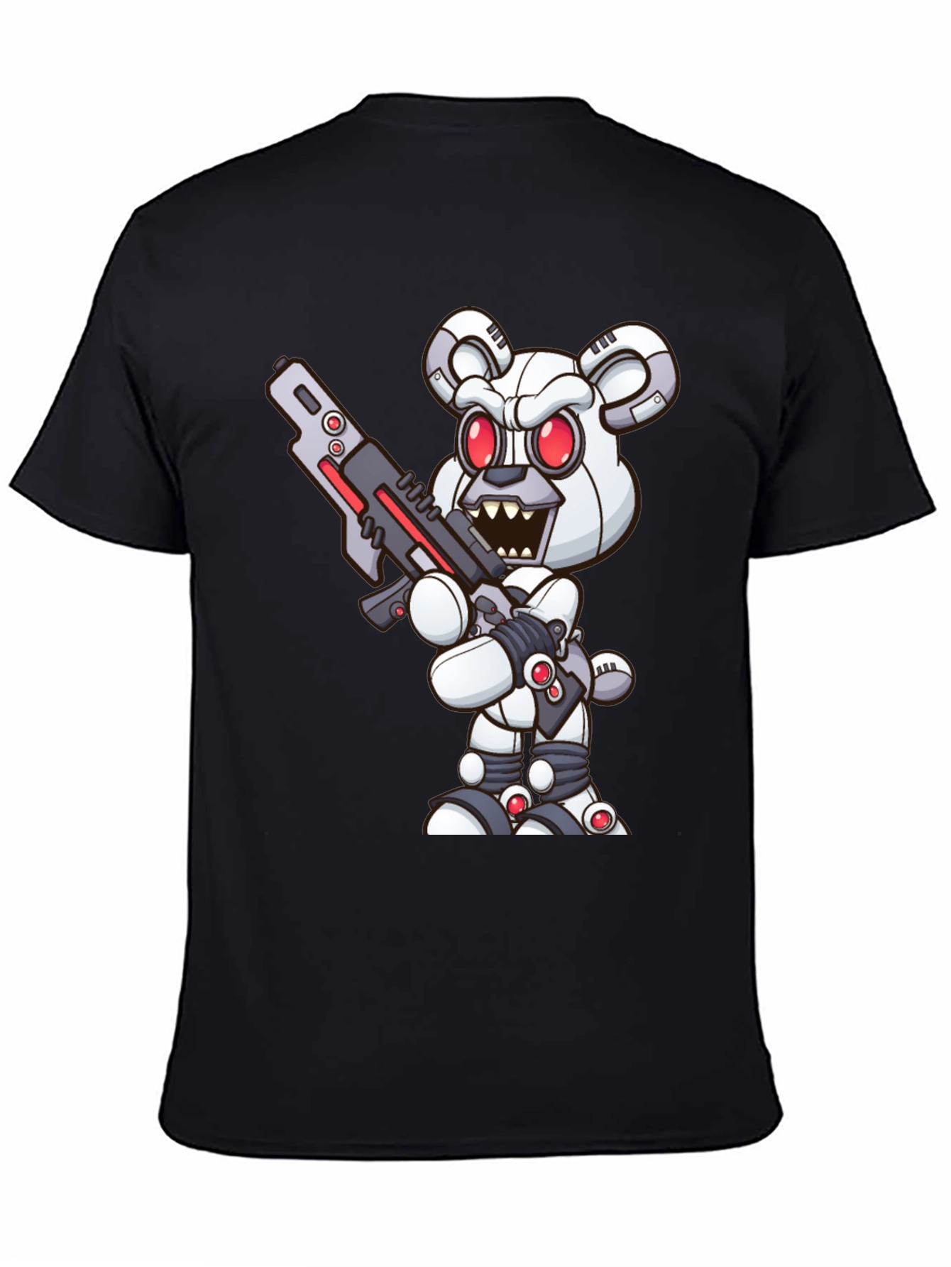 Robot Bear Graphic Tee - Cool Black T-Shirt