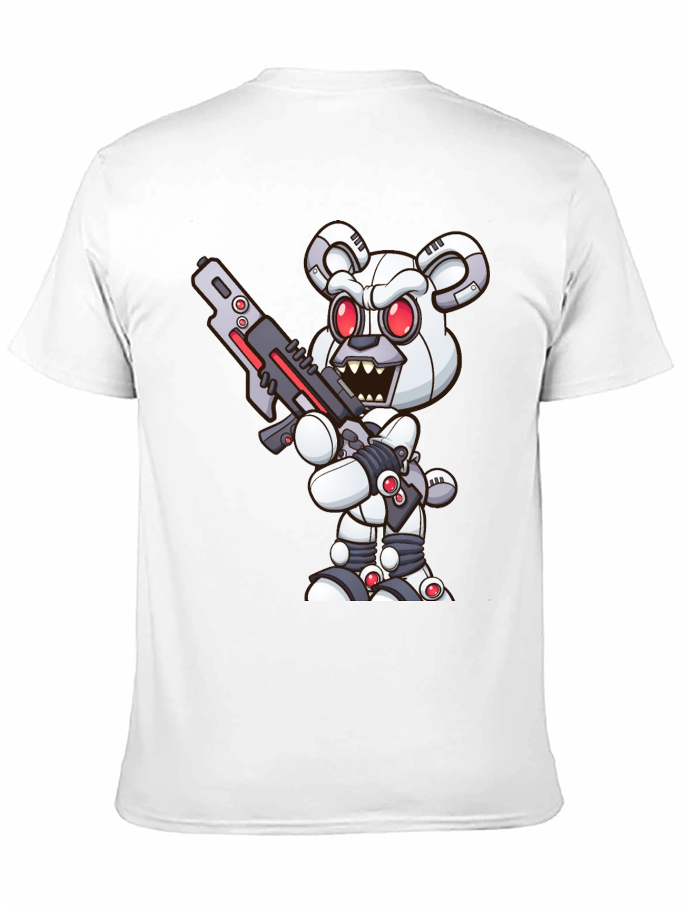 Robot Bear Graphic Tee - Cool Black T-Shirt