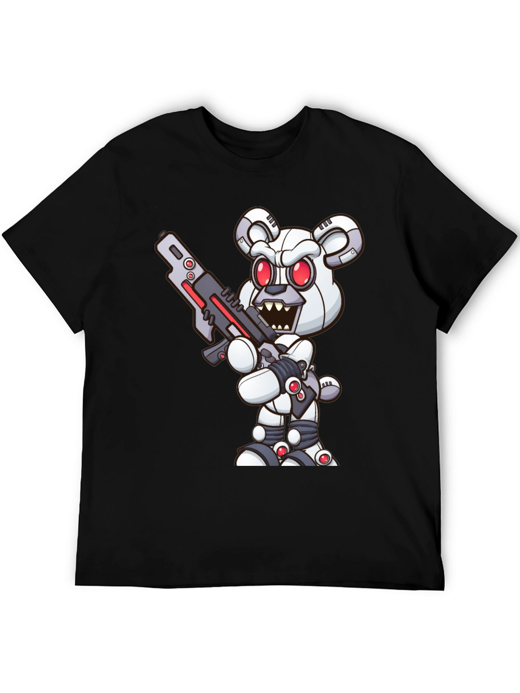 Robot Bear Graphic Tee - Cool Black T-Shirt