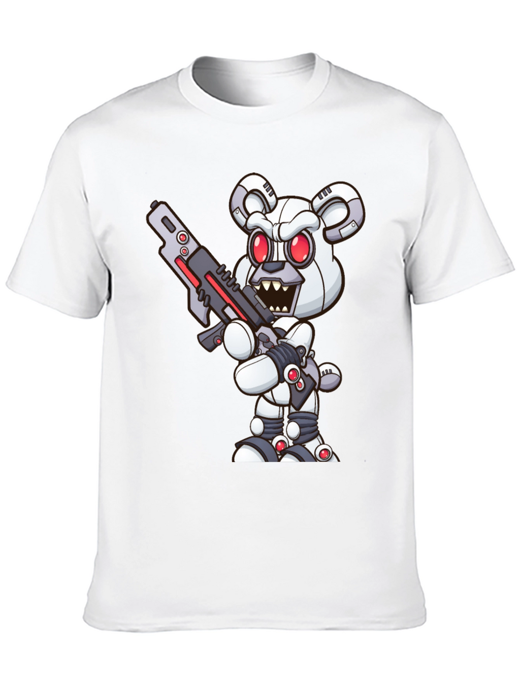 Robot Bear Graphic Tee - Cool Black T-Shirt