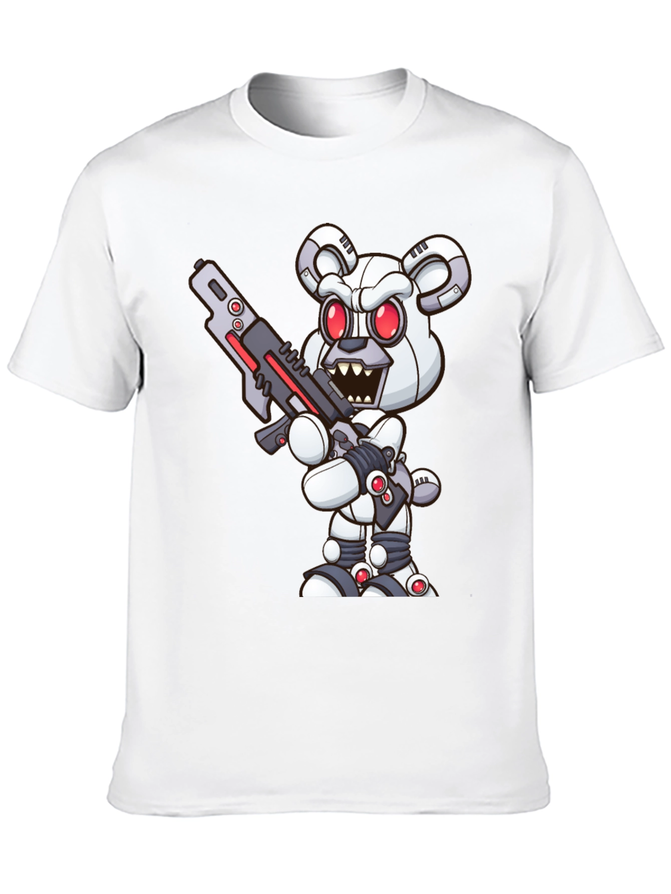 Robot Bear Graphic Tee - Cool Black T-Shirt