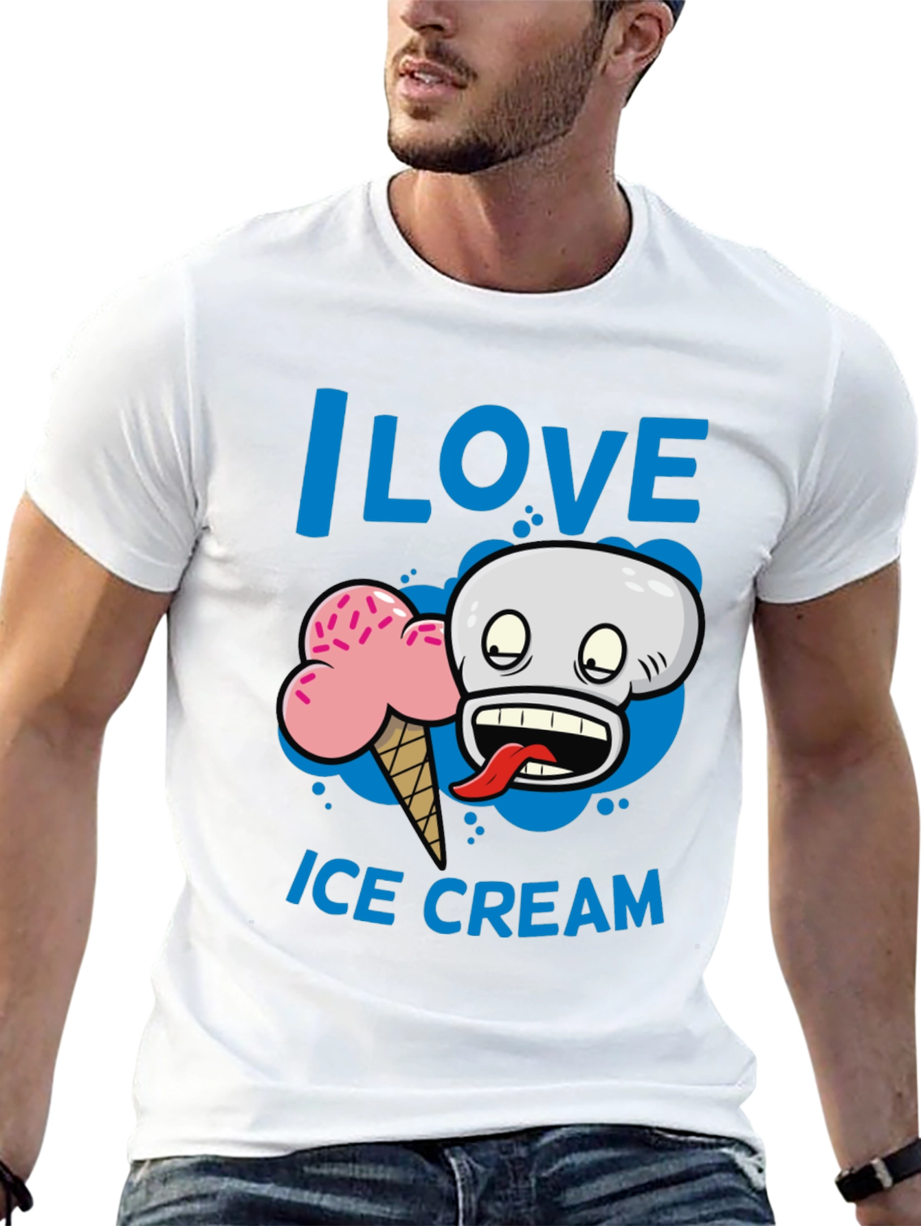 I Love Ice Cream Graphic Print Mens T-Shirt