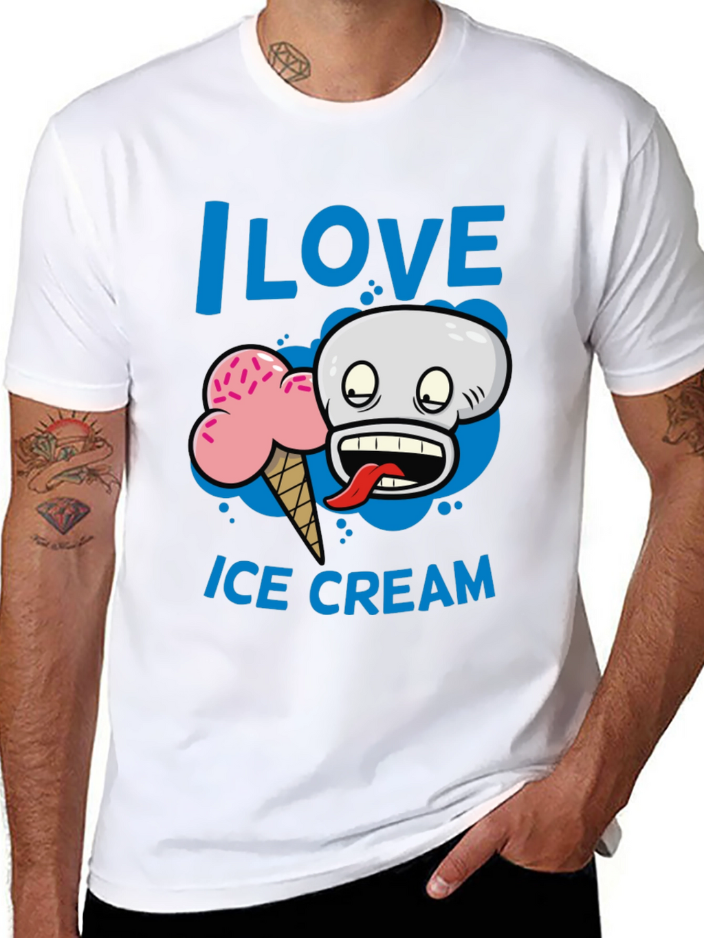 I Love Ice Cream Graphic Print Mens T-Shirt