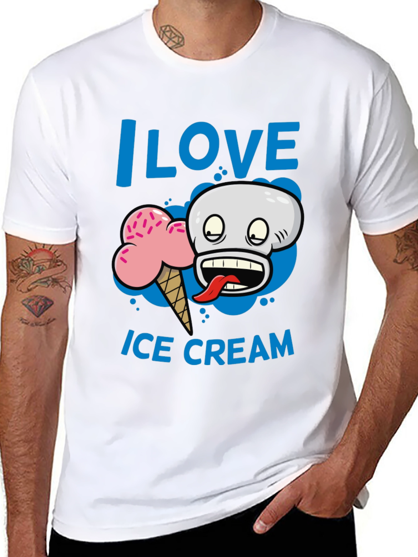 I Love Ice Cream Graphic Print Mens T-Shirt