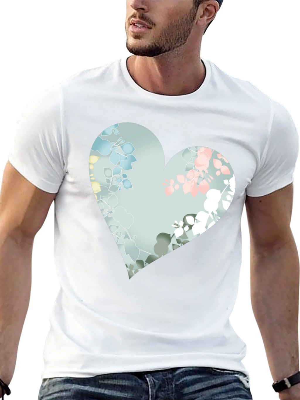 Floral Heart Graphic Black Tee