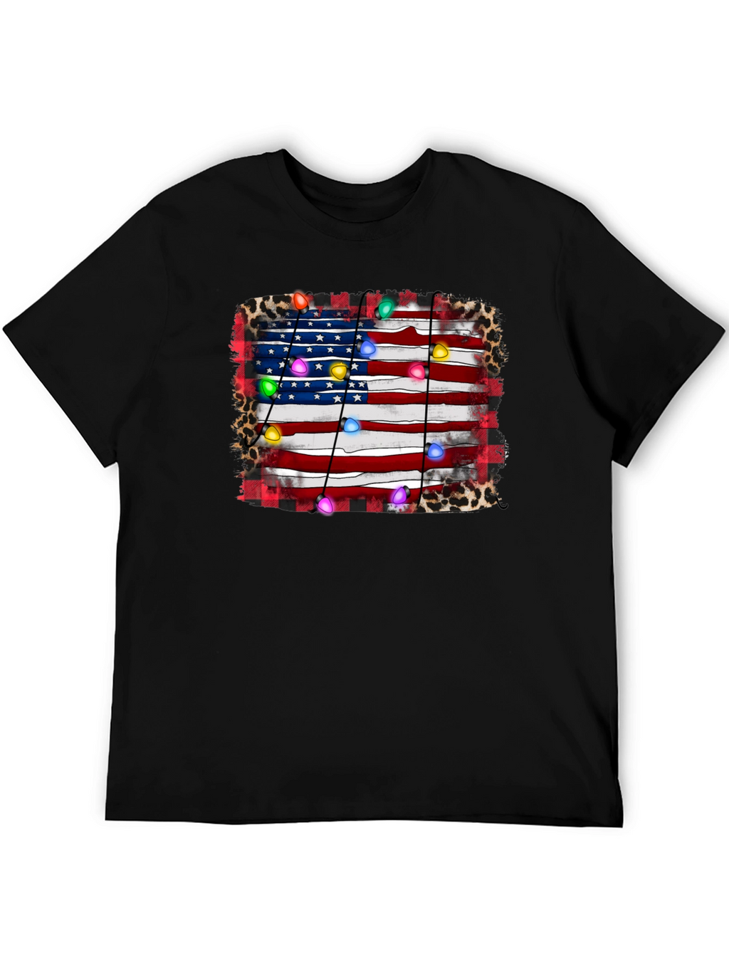 American Flag Christmas Lights Graphic Tee