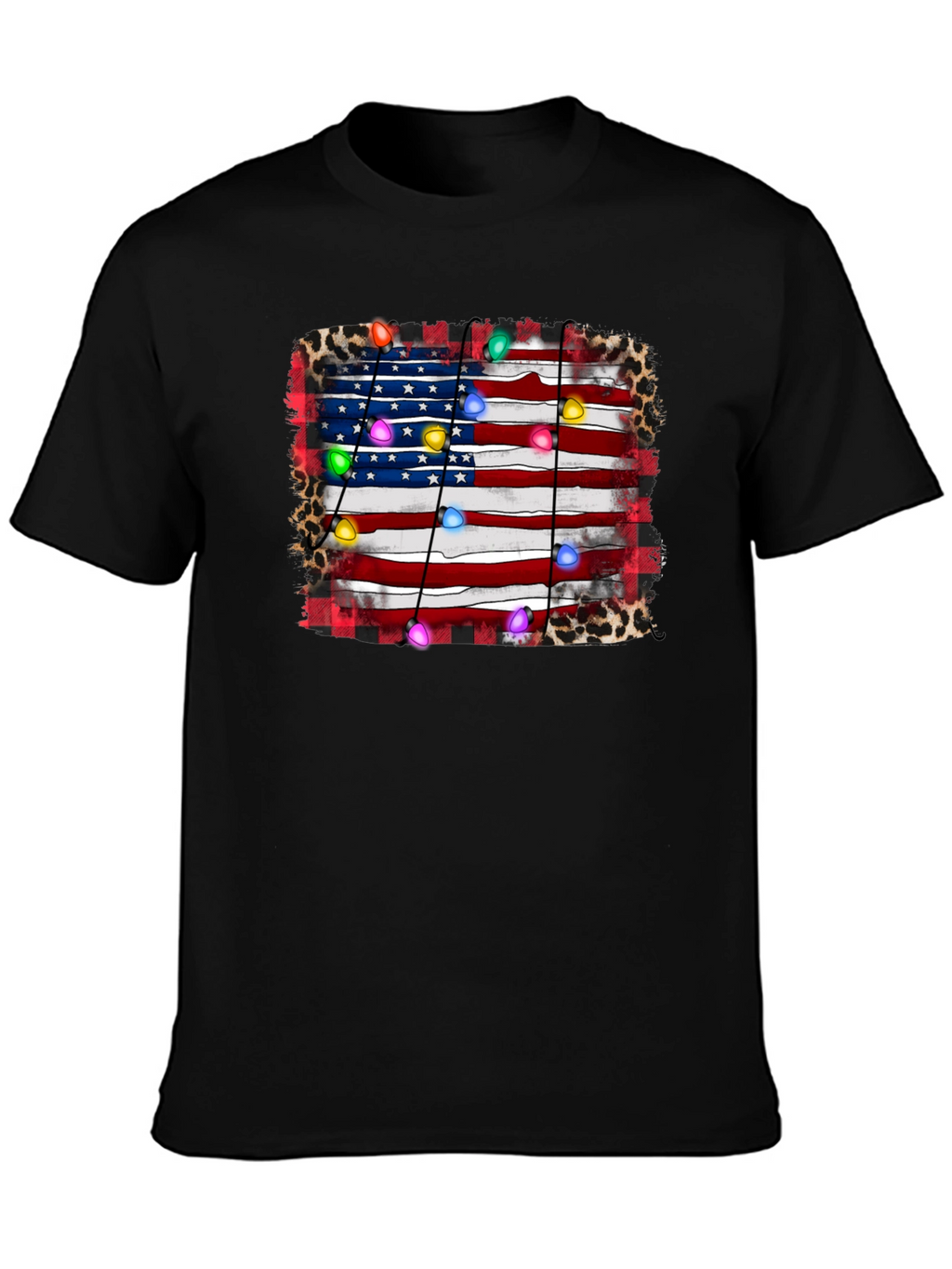 American Flag Christmas Lights Graphic Tee