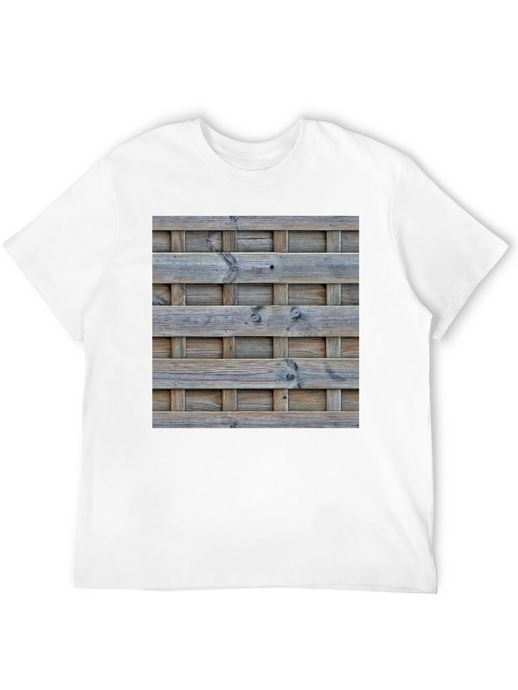 Wooden Lattice Pattern Print T-Shirt