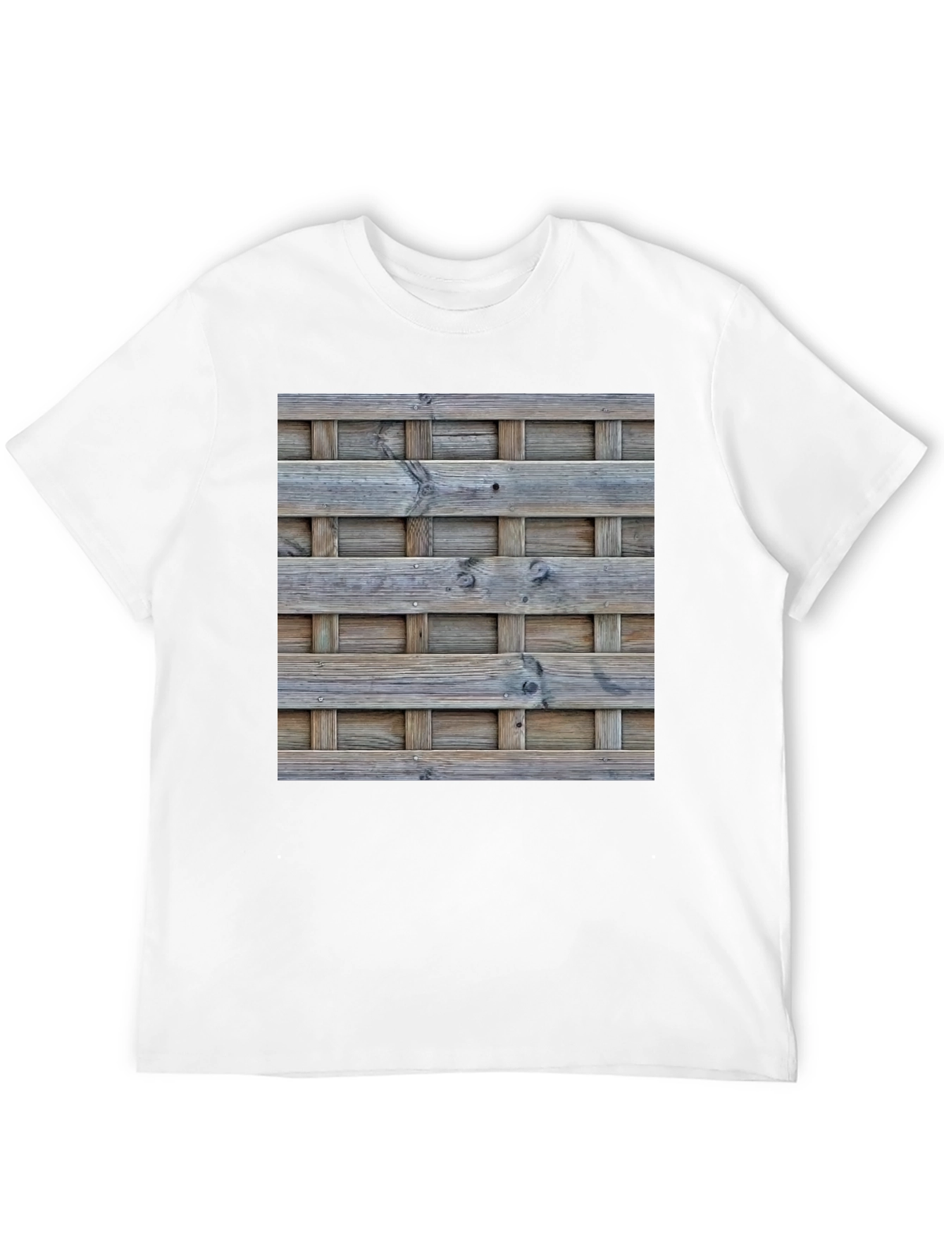 Wooden Lattice Pattern Print T-Shirt