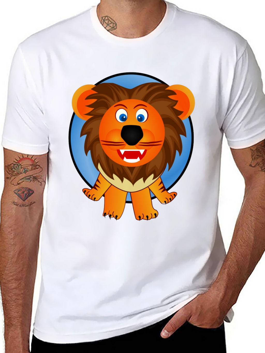 Lion Cartoon Graphic Black T-Shirt