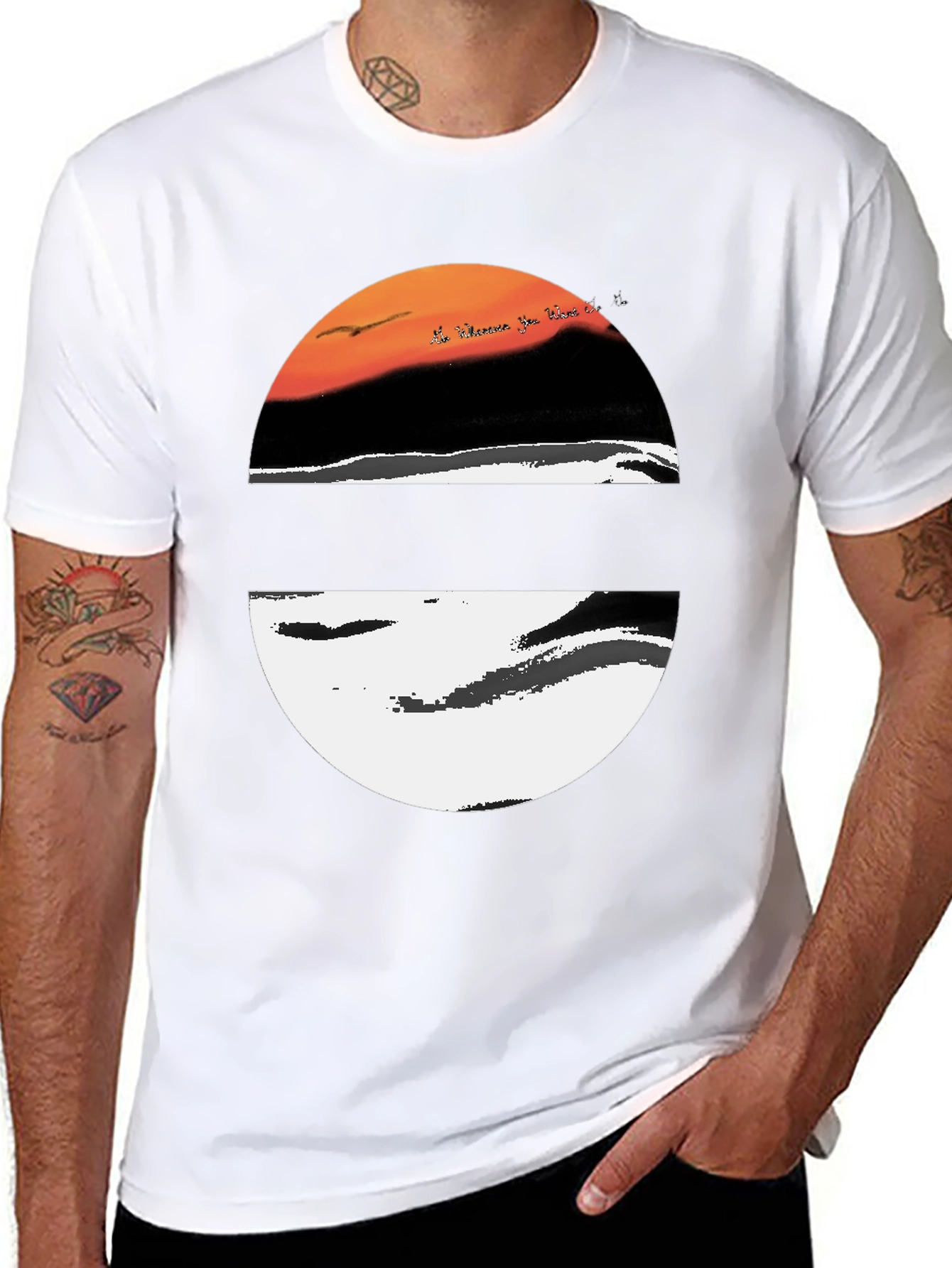 Sunset Graphic Tee - Stylish Round Design