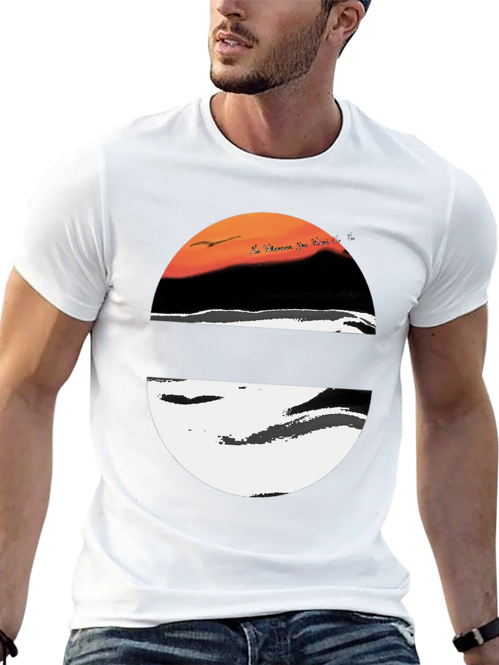 Sunset Graphic Tee - Stylish Round Design