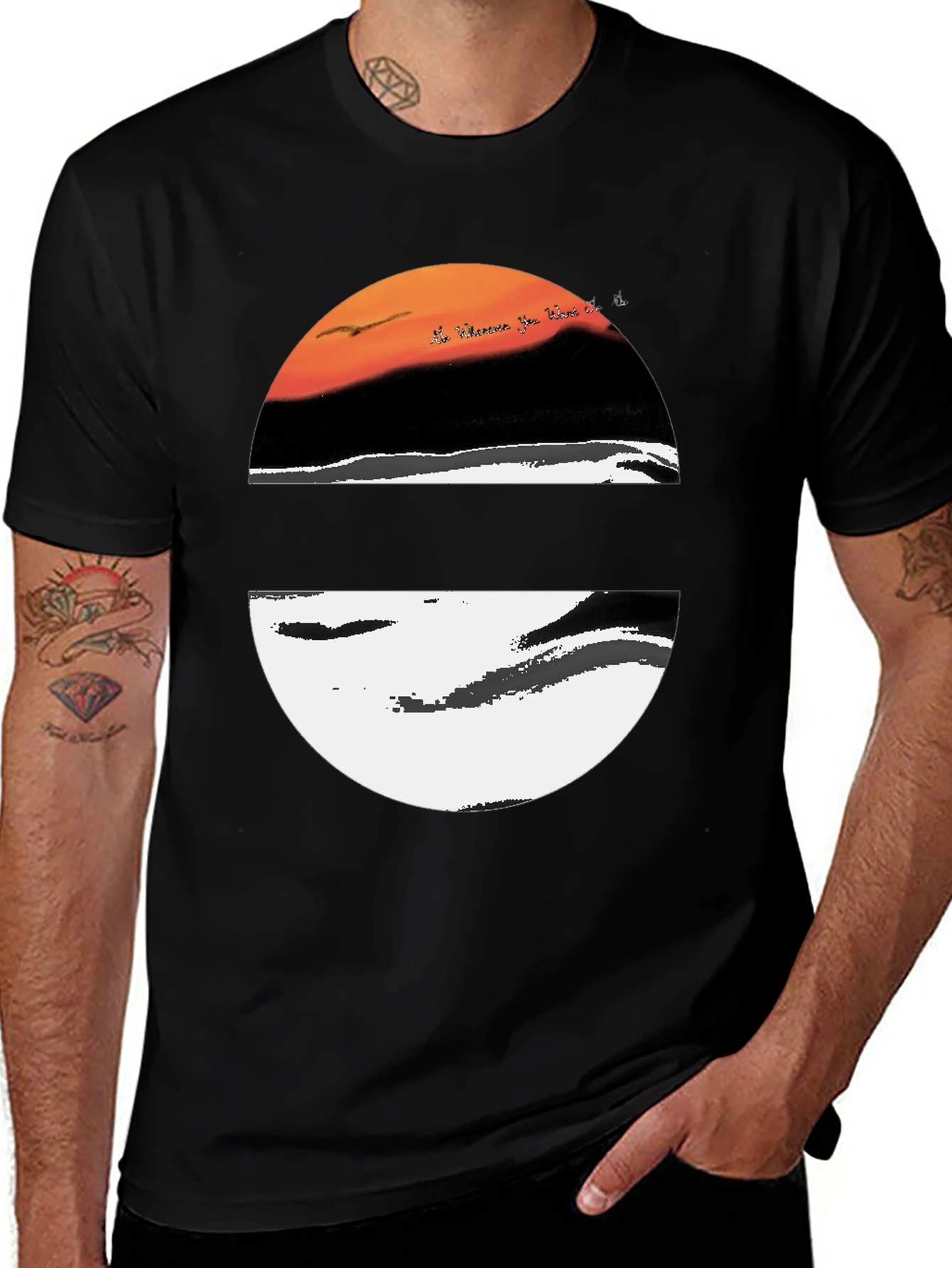 Sunset Graphic Tee - Stylish Round Design