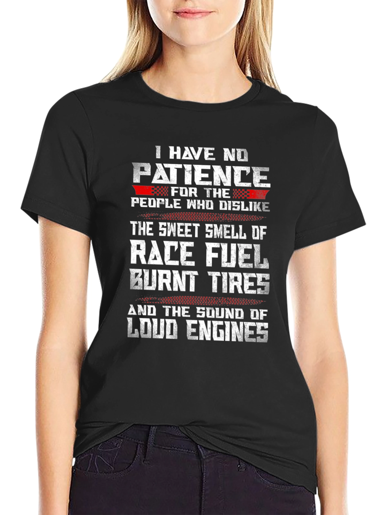Race Fuel T-Shirt - Loud Engines Burnt Tires Design