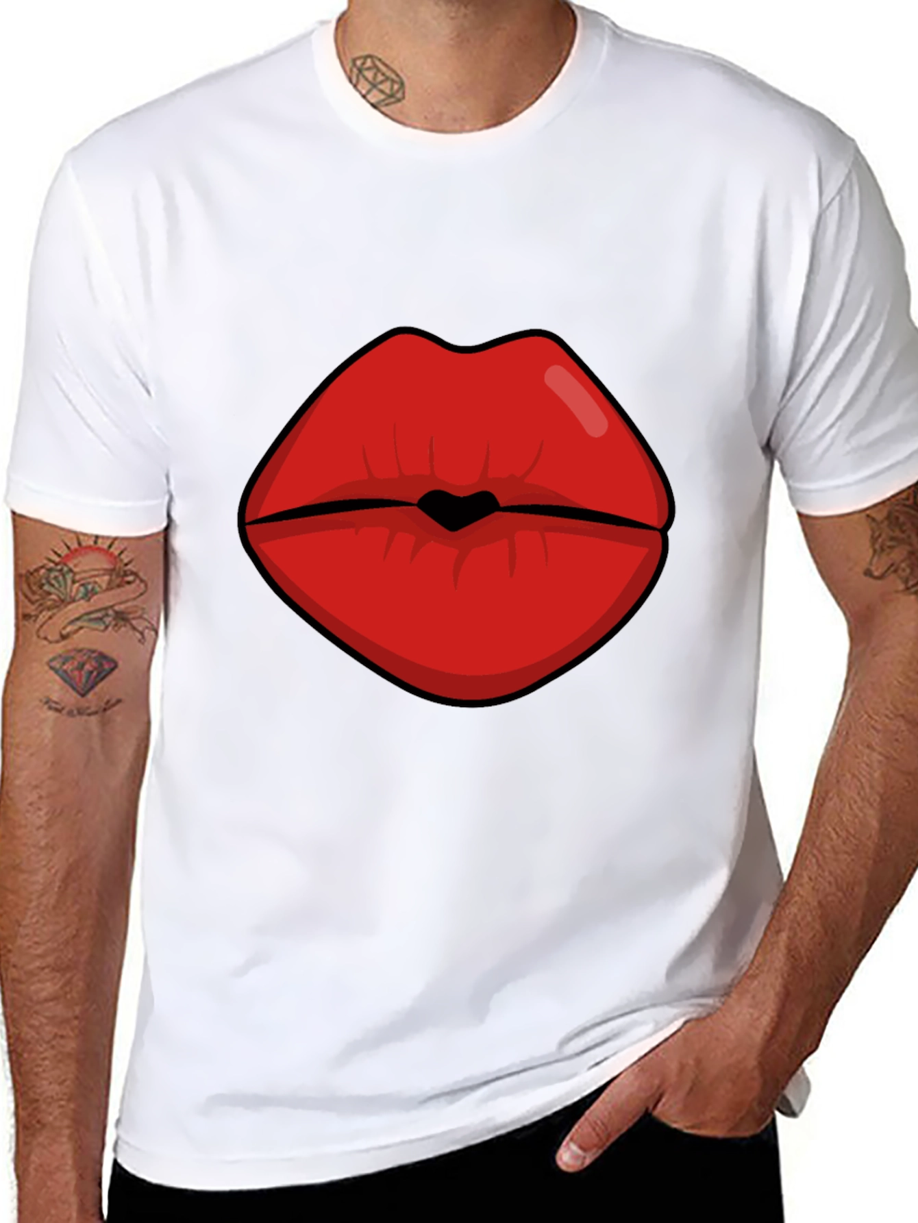 Bold Lips Graphic Tee - Kiss Print