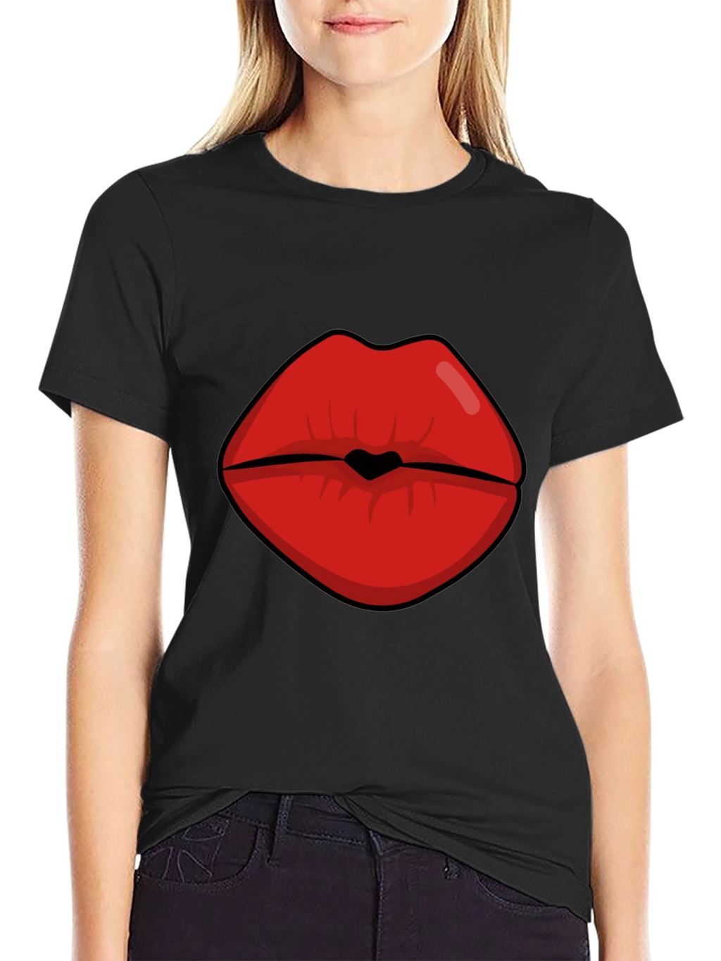 Bold Lips Graphic Tee - Kiss Print
