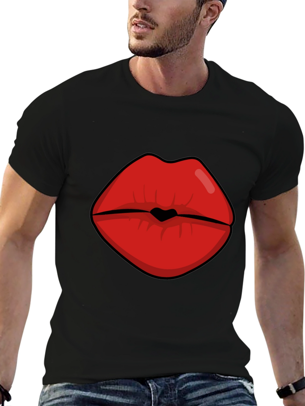 Bold Lips Graphic Tee - Kiss Print