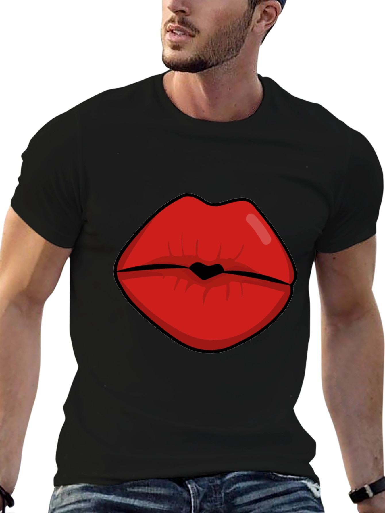 Bold Lips Graphic Tee - Kiss Print