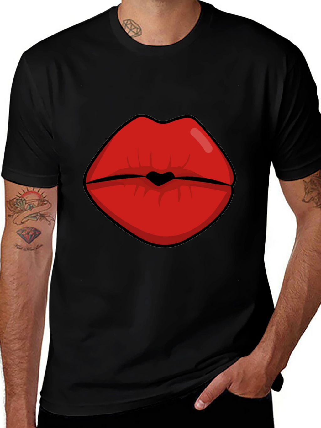 Bold Lips Graphic Tee - Kiss Print