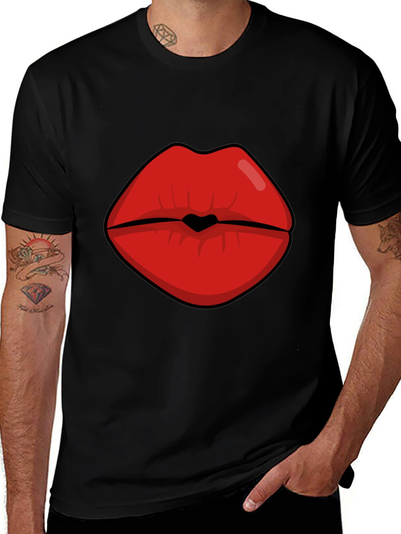 Bold Lips Graphic Tee - Kiss Print