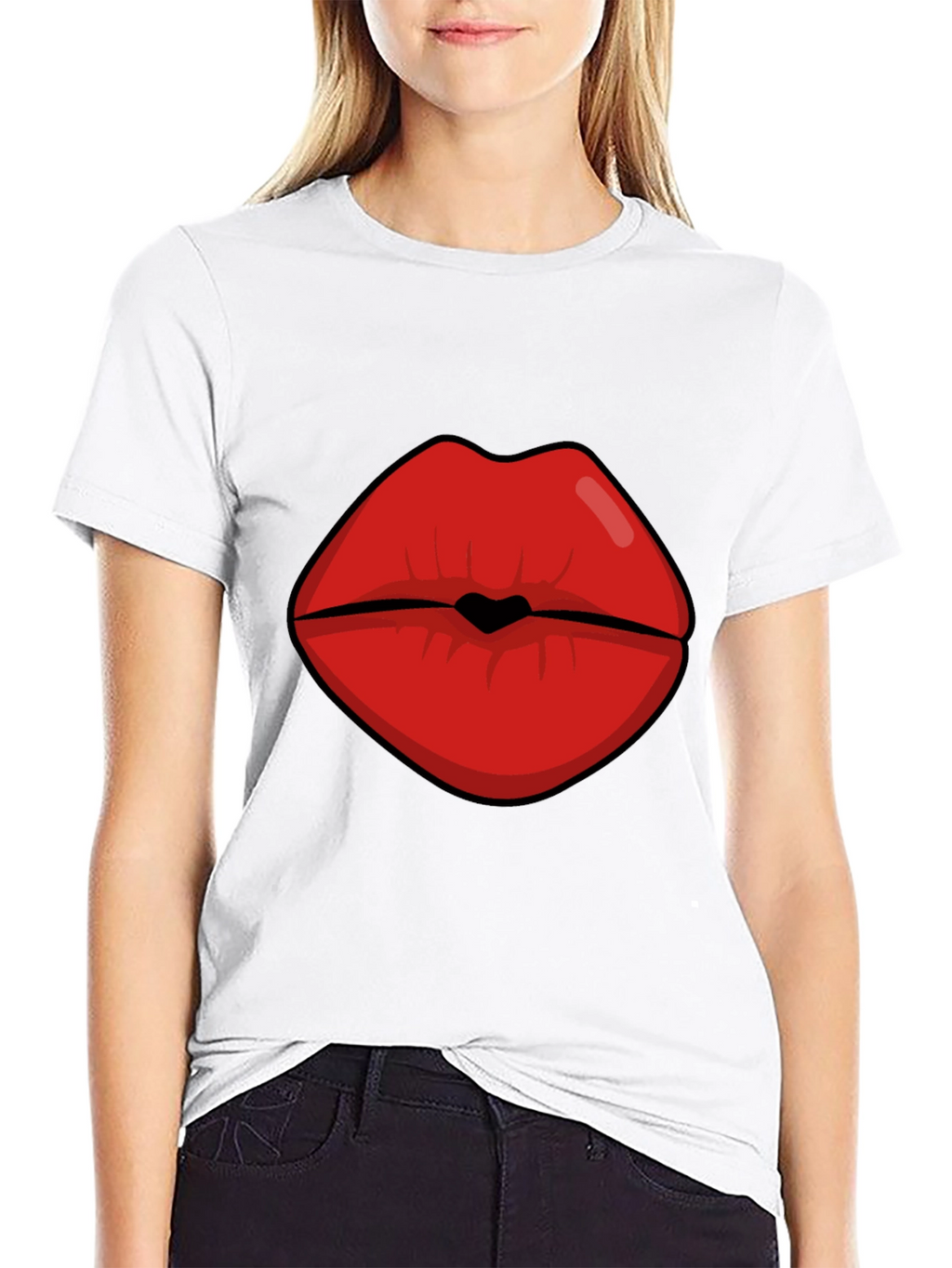 Bold Lips Graphic Tee - Kiss Print