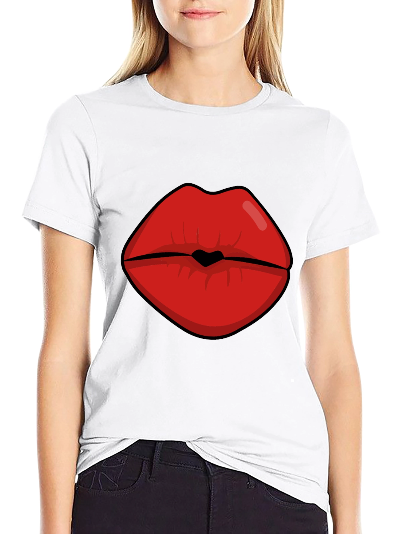 Bold Lips Graphic Tee - Kiss Print