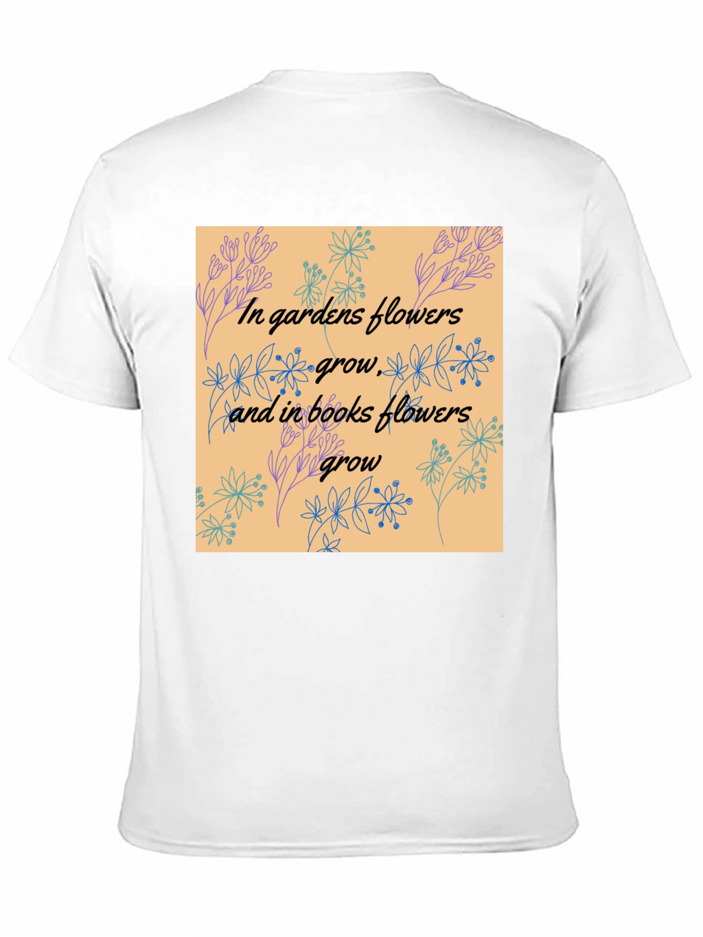 Floral Garden & Book Lovers Black T-Shirt